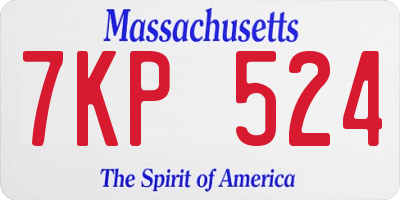 MA license plate 7KP524
