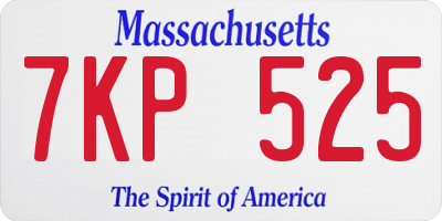 MA license plate 7KP525