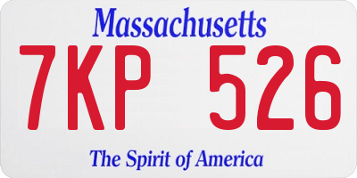 MA license plate 7KP526