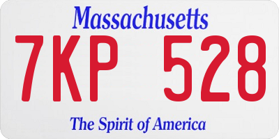 MA license plate 7KP528