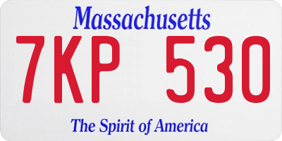 MA license plate 7KP530