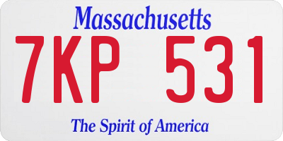 MA license plate 7KP531