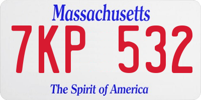 MA license plate 7KP532