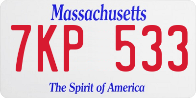 MA license plate 7KP533