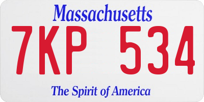 MA license plate 7KP534