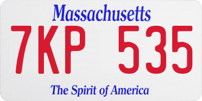 MA license plate 7KP535