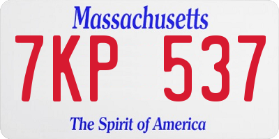 MA license plate 7KP537