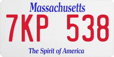 MA license plate 7KP538