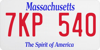 MA license plate 7KP540