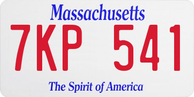 MA license plate 7KP541