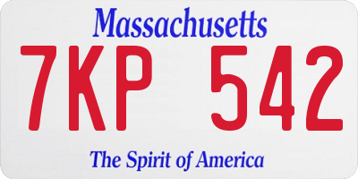 MA license plate 7KP542