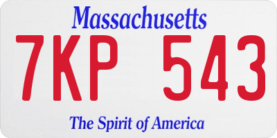 MA license plate 7KP543