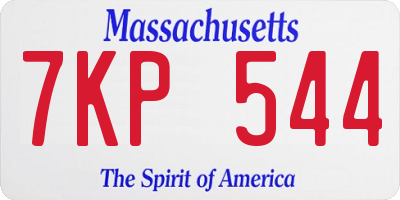 MA license plate 7KP544