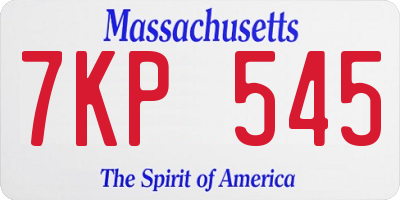 MA license plate 7KP545