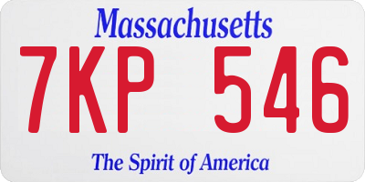 MA license plate 7KP546