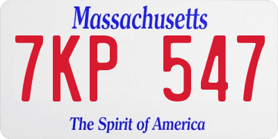 MA license plate 7KP547