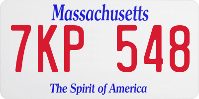 MA license plate 7KP548