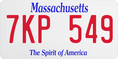 MA license plate 7KP549