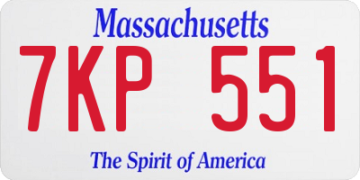 MA license plate 7KP551
