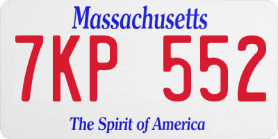 MA license plate 7KP552