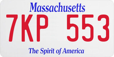 MA license plate 7KP553