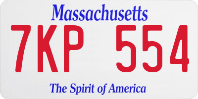 MA license plate 7KP554
