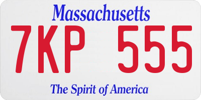 MA license plate 7KP555