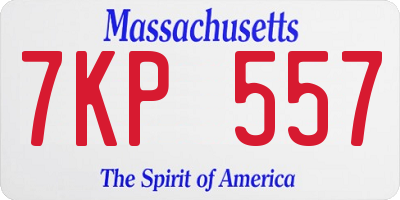 MA license plate 7KP557
