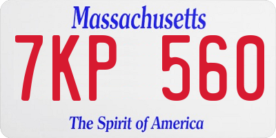 MA license plate 7KP560