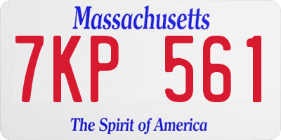 MA license plate 7KP561