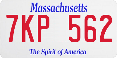 MA license plate 7KP562