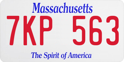 MA license plate 7KP563