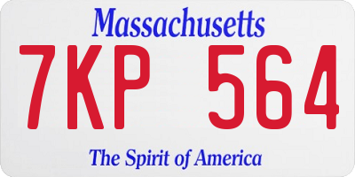 MA license plate 7KP564