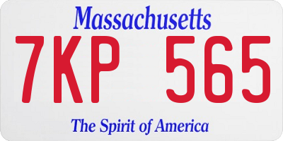 MA license plate 7KP565