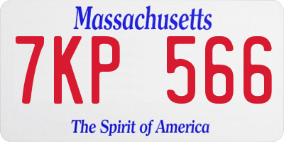 MA license plate 7KP566