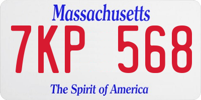 MA license plate 7KP568