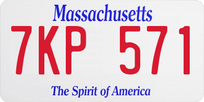MA license plate 7KP571