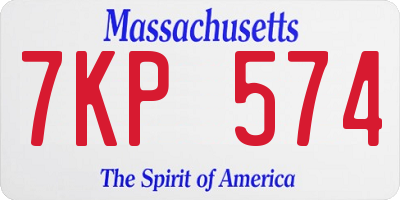 MA license plate 7KP574