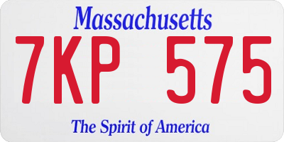 MA license plate 7KP575