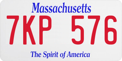 MA license plate 7KP576