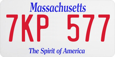 MA license plate 7KP577