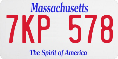 MA license plate 7KP578