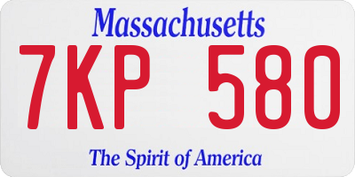 MA license plate 7KP580