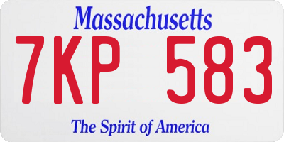 MA license plate 7KP583