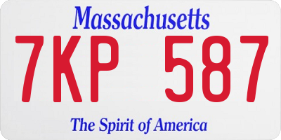 MA license plate 7KP587