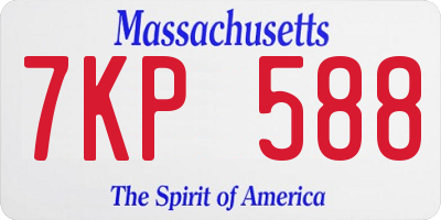 MA license plate 7KP588