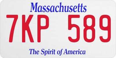 MA license plate 7KP589