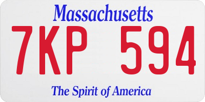 MA license plate 7KP594