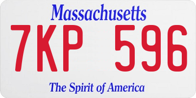 MA license plate 7KP596