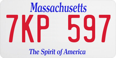 MA license plate 7KP597